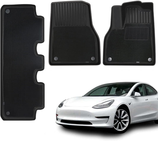 All Weather Waterproof TPE Floor Mat with Removable Anti-Slip Carpet for Tesla Model 3 2017-2023
